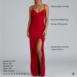 slim fit dress slacks Sasha Formal High Slit Wrap Dress